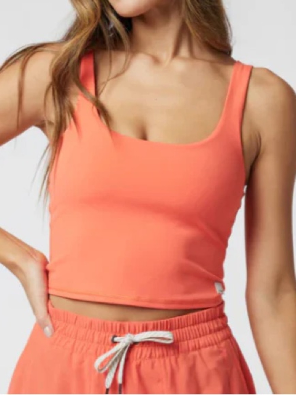 Vuori Women’s Daily Crop Top Pomelo Coral Pink Active Sporty Tankini Bra XXL